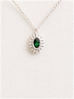 Collana Vidali Gioielli Donna in Oro bianco Smeraldo sintetico COOR-31-34 - COOR-31-34